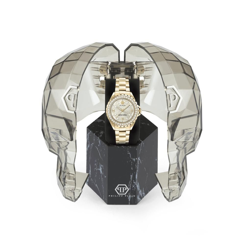 Gold stainless steel dress watch-null
