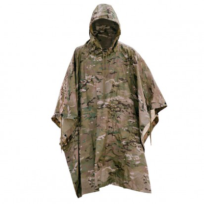 Mil tec ripstop wet weather poncho black, Black, medium
