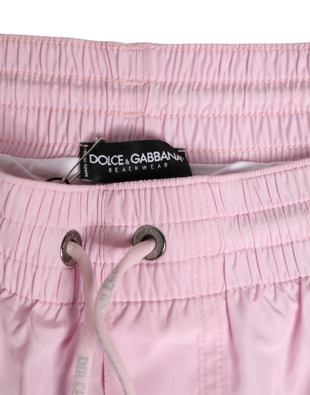 Pink nylon logo side stripe beachwear men swimwear-null