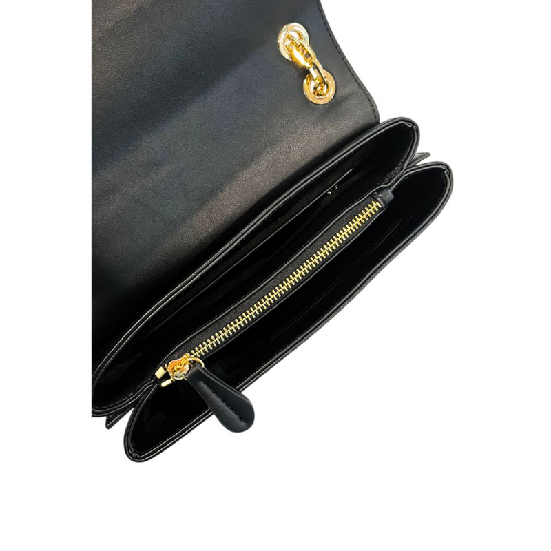Black pu women crossbody bag-null