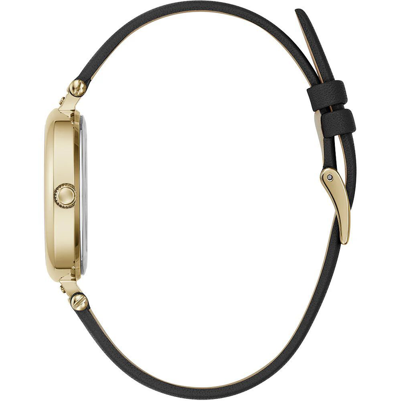 Black leather dress watch-null