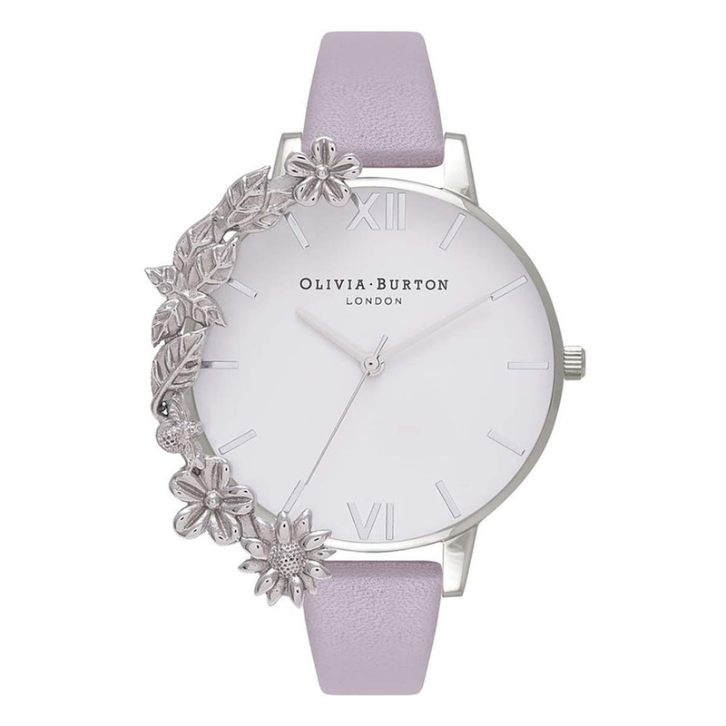 Purple artificial leather dress watch-null