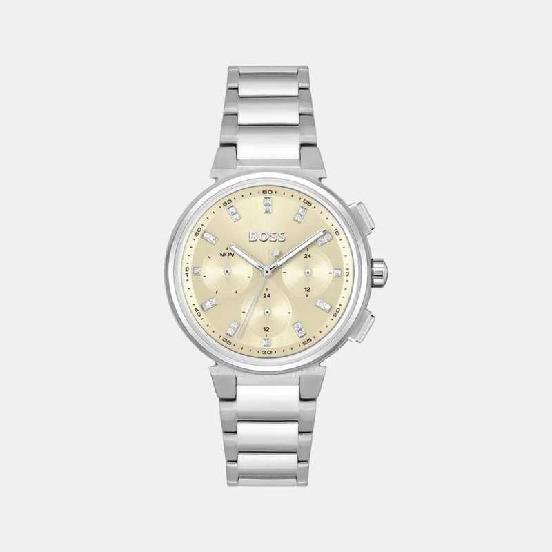 Silver stainless steel dress watch-null