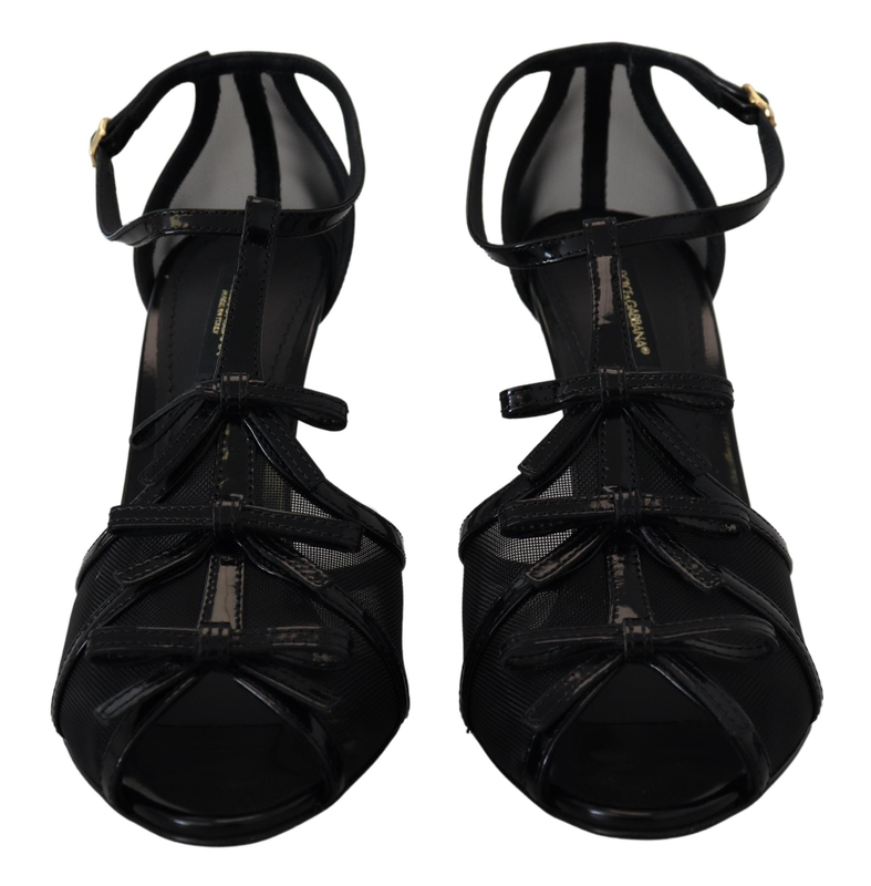 Black stiletto high heels sandals shoes-null
