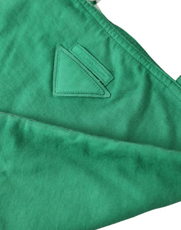 Green jersey fabric logo shoulder shopping tote shopping bag-null