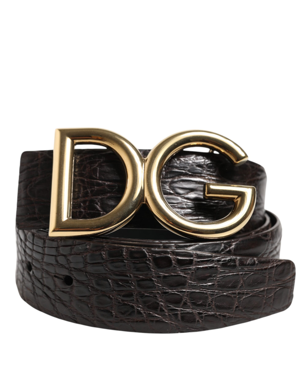 Black exotic leather dg logo buckle belt-null