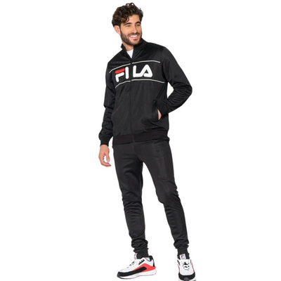 Jaysen mens slim fit tracksuit, Black / White, medium