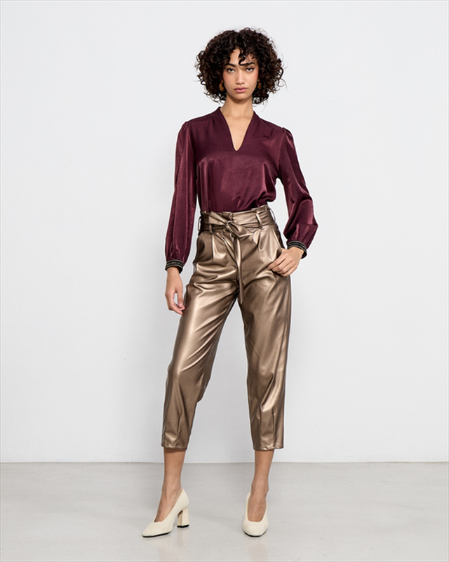 Trouser belted eco leather-null