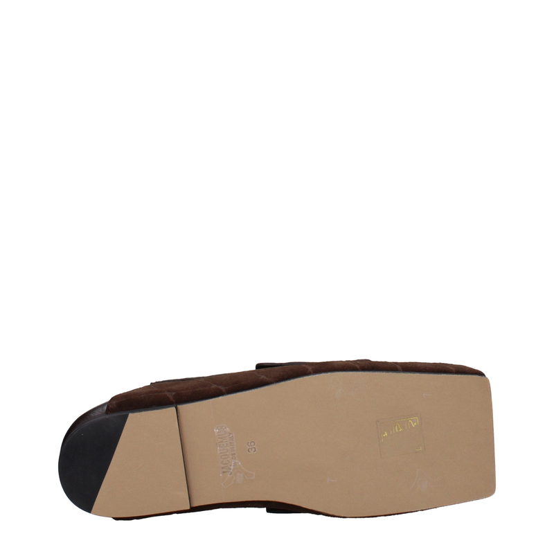 Brown leather slip-on loafers-null