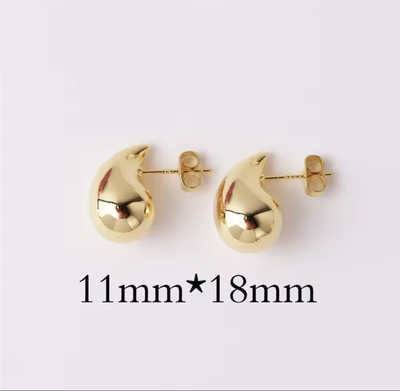 Waterdrop earring glossy chunky hoop earrings, Gold, medium