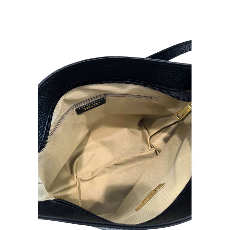 Black leather women shoulder bag-null