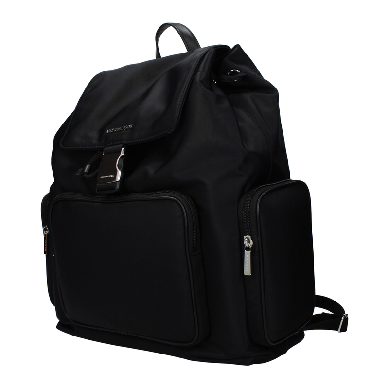 Black fabric backpack-null