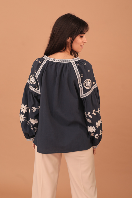 Ashanti embroidered blouse - blue-null