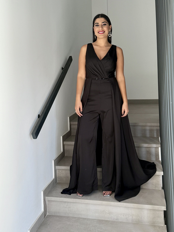 Jumpsuit with attached skirt-null