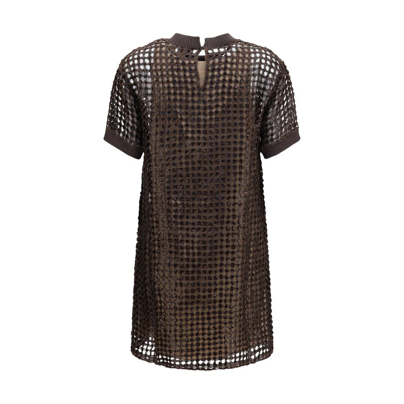 Brown silk cocktail dress-null