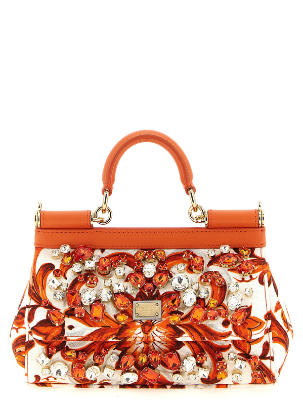 Orange cotton handbag-null