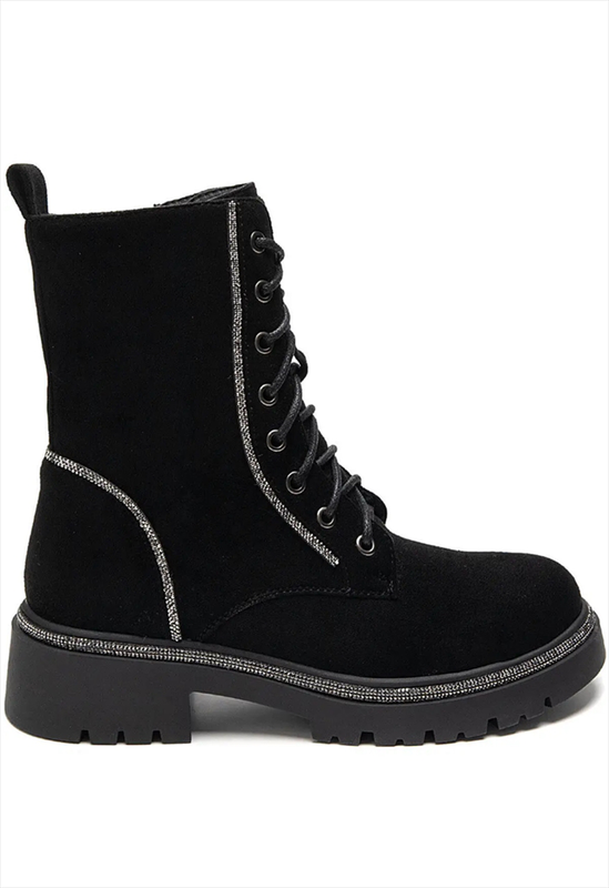 Suede lace up ankle boot-null