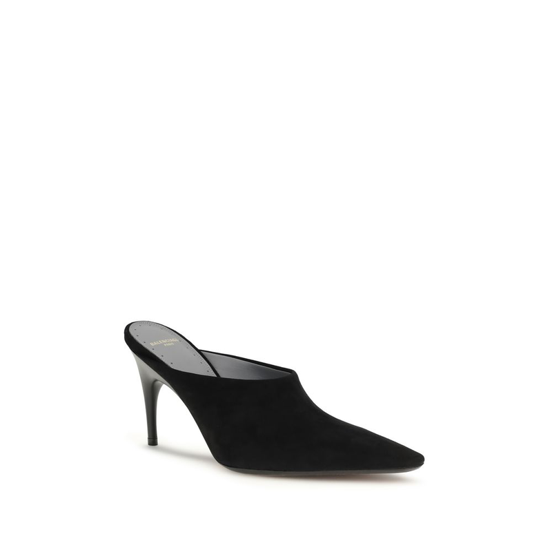 Black suede leather mules-null