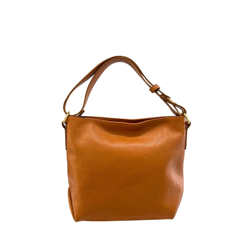Brown leather women shoulder bag-null