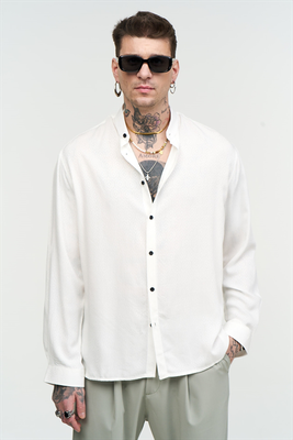 Stefan the viscose printed shirt, White, medium