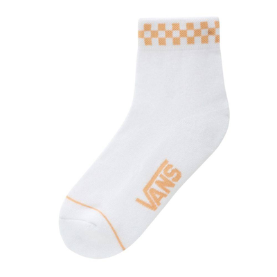 Peek- a-check crew socks, White / Coral, medium