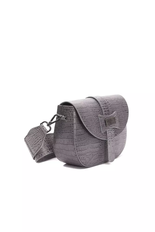 Gray leather women crossbody bag-null