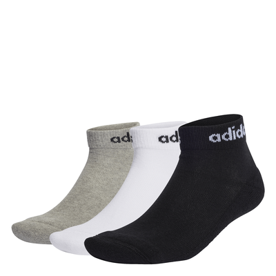 Adidas adults linear ankle cushioned socks 3 pairs, Medium Grey Heather, medium