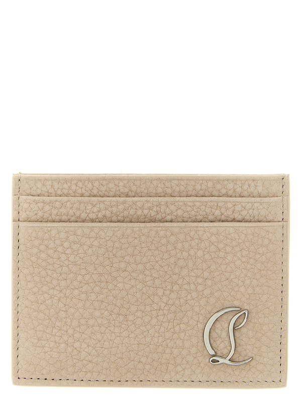 Beige calfskin cardholder-null