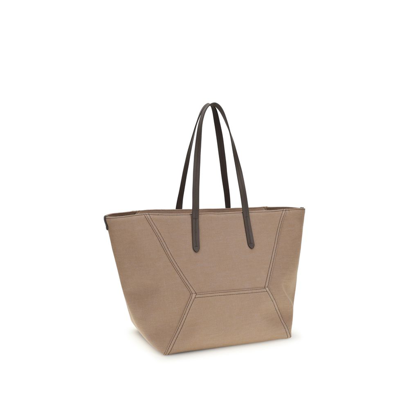 Beige cotton shoulder bag-null