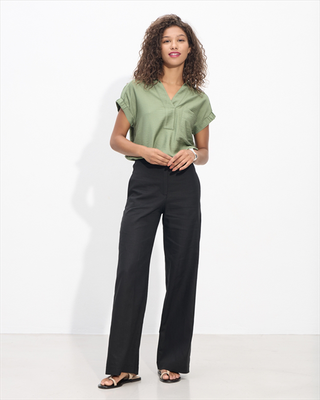 Trouser linen, Black, medium