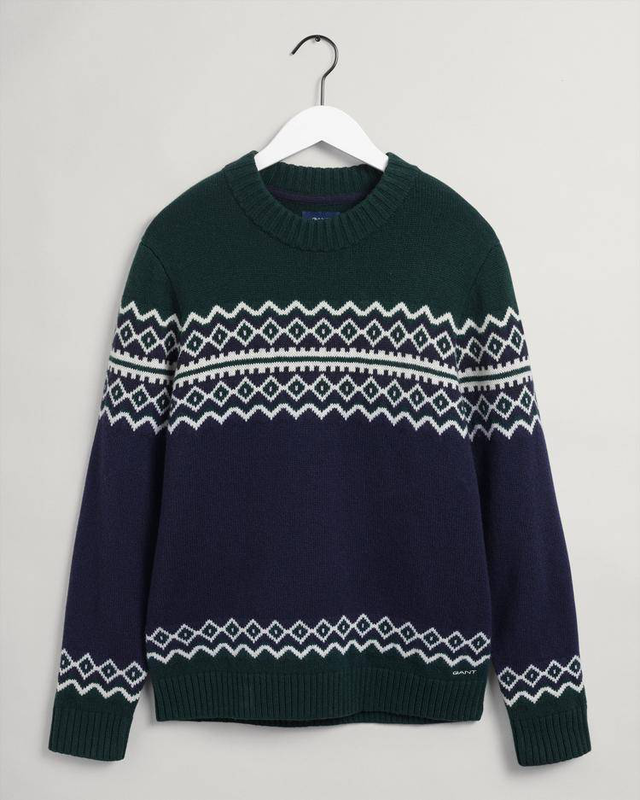 Holiday fair isle c-neck.evening blue.πλεκτο-null