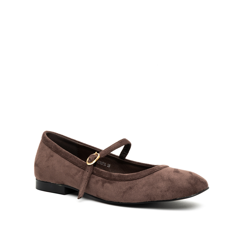 Miss belgini mary jane suede effect ballerina flat pumps-null