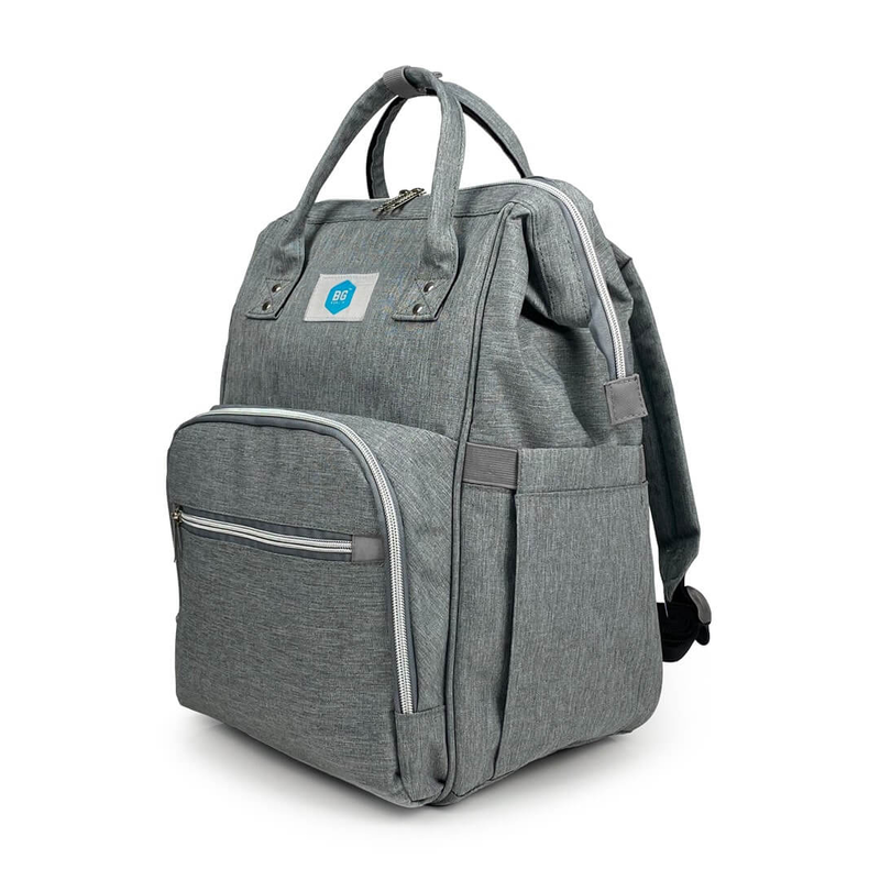 Bg berlin - mama bag & gift stainless steel bottle. Changing backpack, light blue diaper bag. image number null