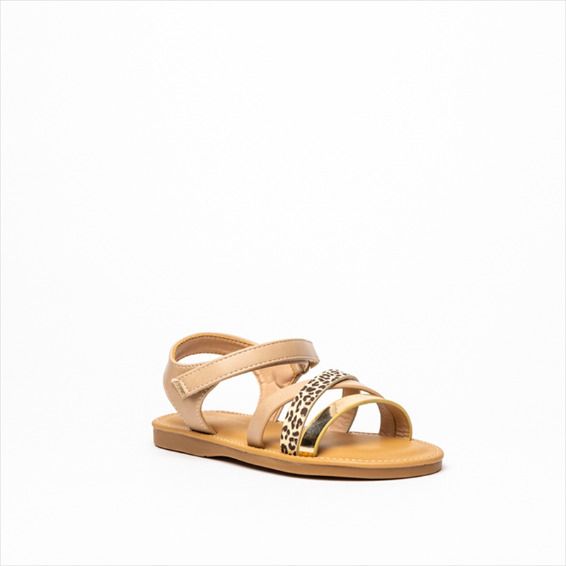 Miss belgini leopard and gold detail girls sandals image number null