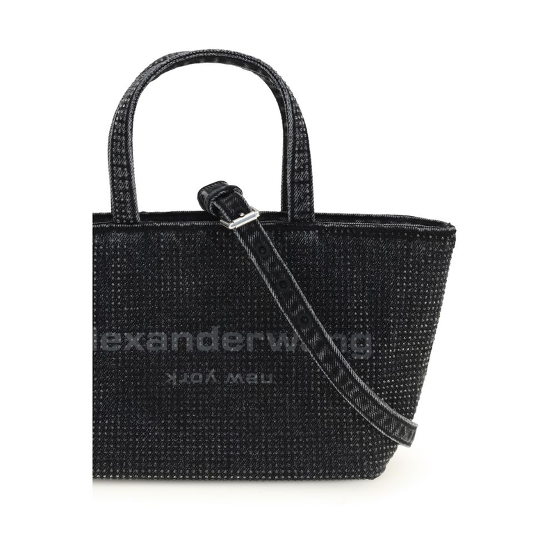 Gray cotton shoulder bag-null