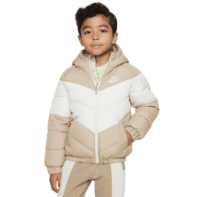 Nike little kids sunthetic fill hooded jacket, Kkkhaki / Beige, medium