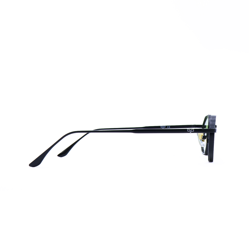 OJO sunglasses everyday oval black frame and temples with green lenses rx-null