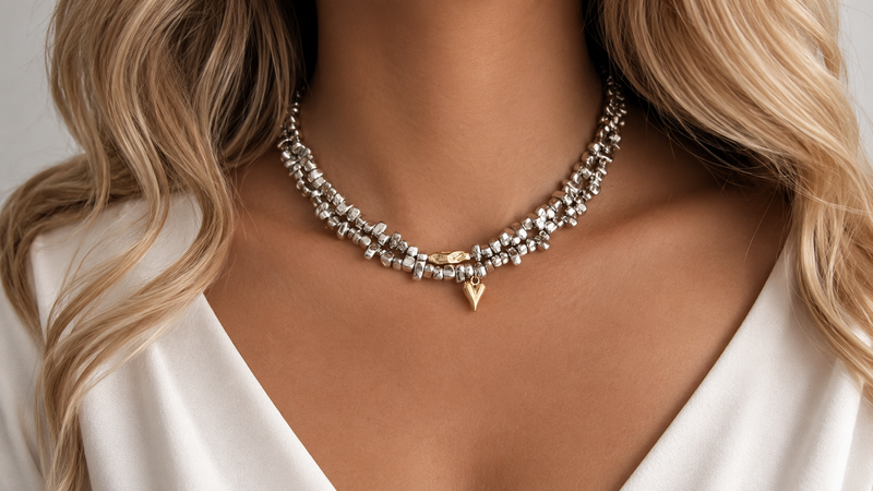 Layering necklace set with heart charm-null
