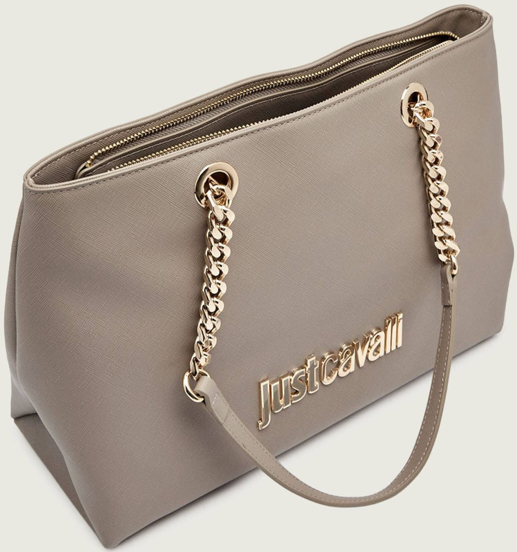 Just cavalli large chained saffiano shoulder bag - taupe-null