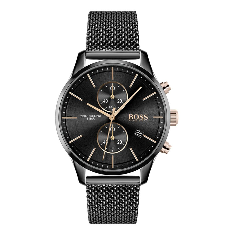 Black stainless steel dress watch-null