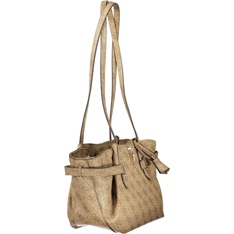 Beige polyurethane women handbag-null