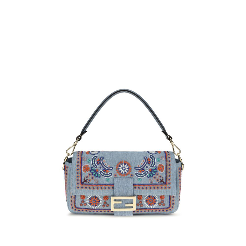 Blue cotton shoulder bag-null