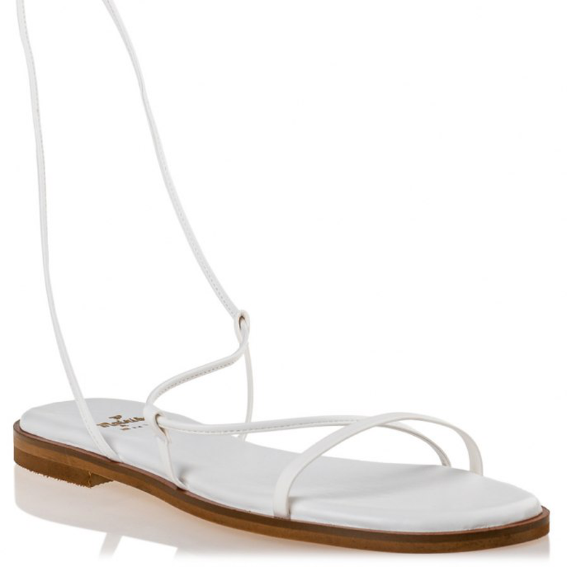 Flat wired sandals designed by mairiboo,  white-null