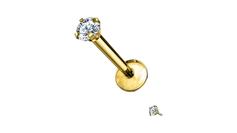 Surgical steel labret zircon gold-null