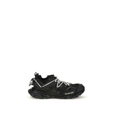 Black polyethylene athletic sneakers, Black, medium