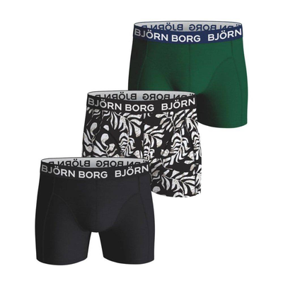 Junior core boxer 3 pack, Black / Green, medium