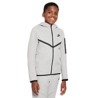 Nike sportswear kids tech fleece full-zip, Grey Heather / Black, medium