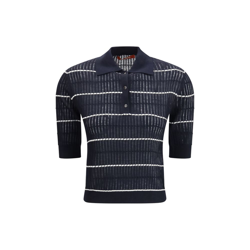 Blue silk polo shirt-null