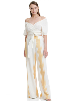 Be you boho striped trousers, Beige, medium