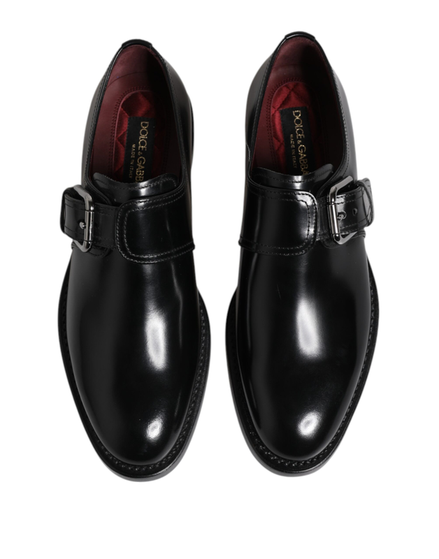 Black leather monk strap derby formal shoes-null